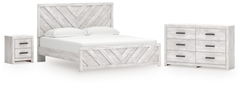 King Panel Bed, Dresser And Nightstand