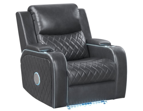 Contemporary Power Recliner with Soft Ambient Lighting & USB Charging