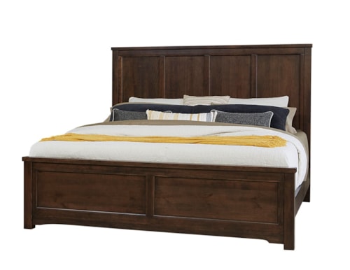 Transitional King Panel Bed with Six Panel Headboard