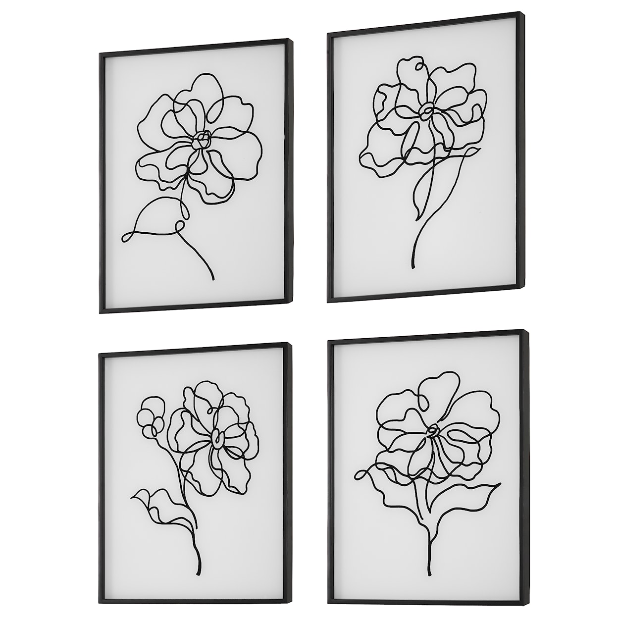 Uttermost Bloom Bloom Black White Framed Prints S/4