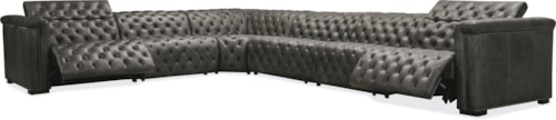 Traditional 6-Piece Power Leather Sectional Sofa with Power Headrests