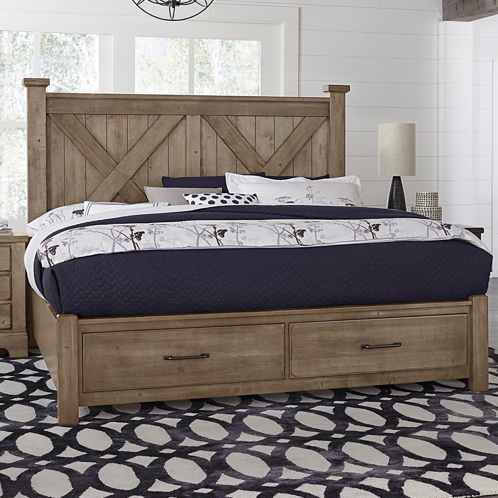 Rustic queen bed store with storage