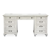 Farmhouse Executive Desk with Power Outlets and Locking File Drawers