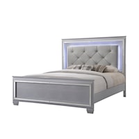 King Headboard and Footboard Bed with LED Backlighting