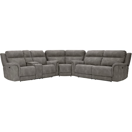 Pwr Reclining Sectional with Adj Headrests