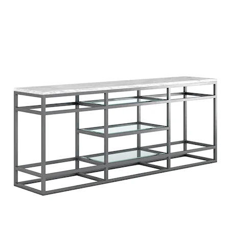 Contemporary Entertainment Console with Glass Shelves
