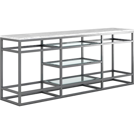 Contemporary Entertainment Console with Glass Shelves