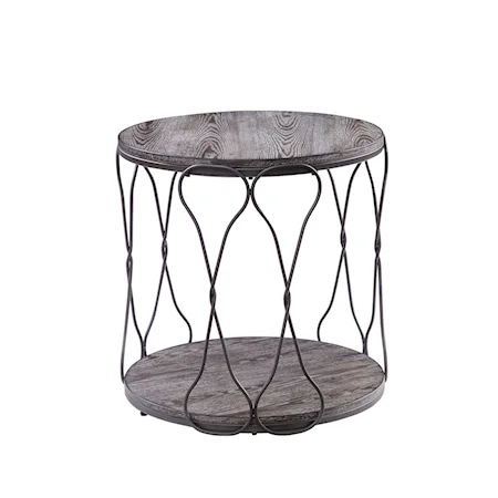 Industrial End Table with Open Bottom Shelf