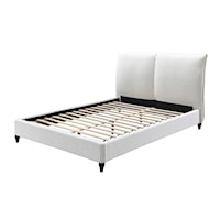 Contemporary Queen Panel Bed with Plush Upholstery