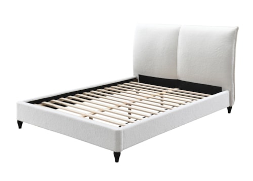 Contemporary Queen Panel Bed with Plush Upholstery