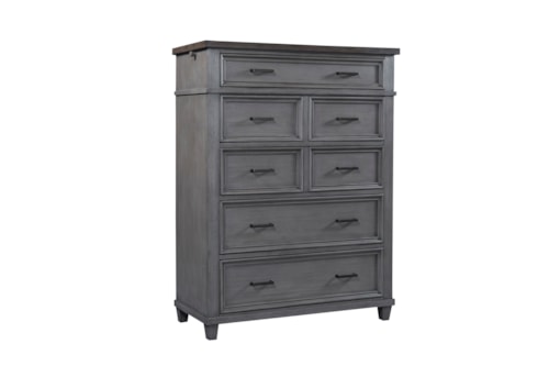 Farmhouse Bedroom 5-Drawer Chest with Felt Lined Top Drawers