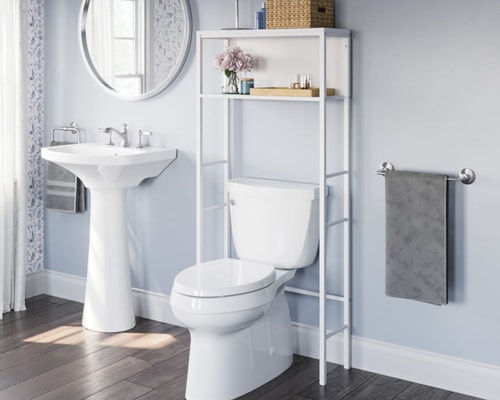Contemporary Over Toilet Bathroom Etagere with Open Shelf