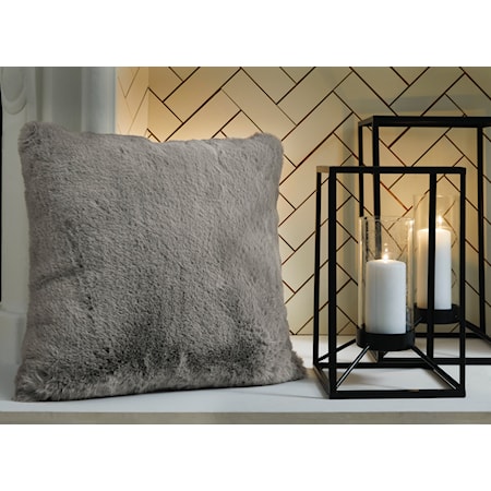 Gariland Gray Faux Fur Pillow