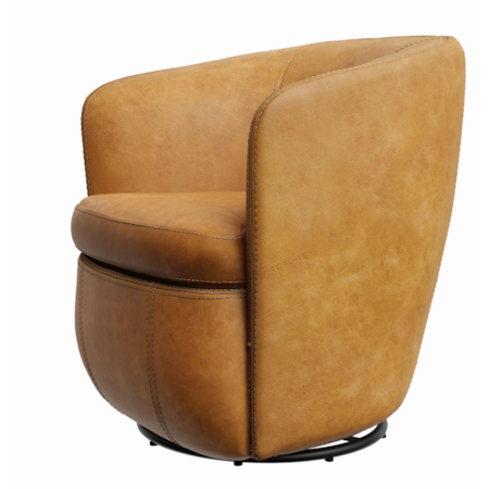 Leather Swivel Barrel Chair