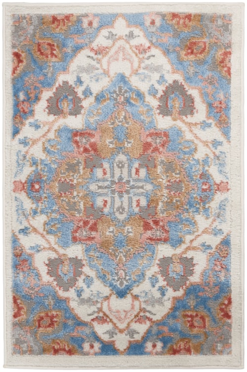 2' x 3' Ivory Blue Rectangle Rug