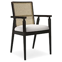 Dining Arm Chair with Faux Cane Backrest