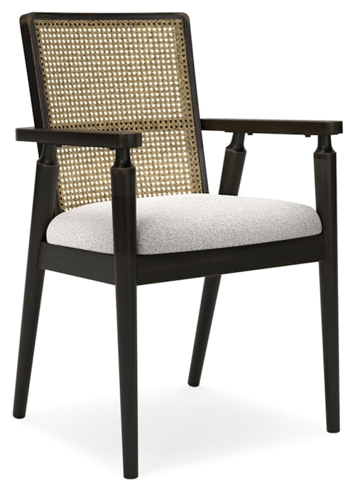 Dining Arm Chair with Faux Cane Backrest