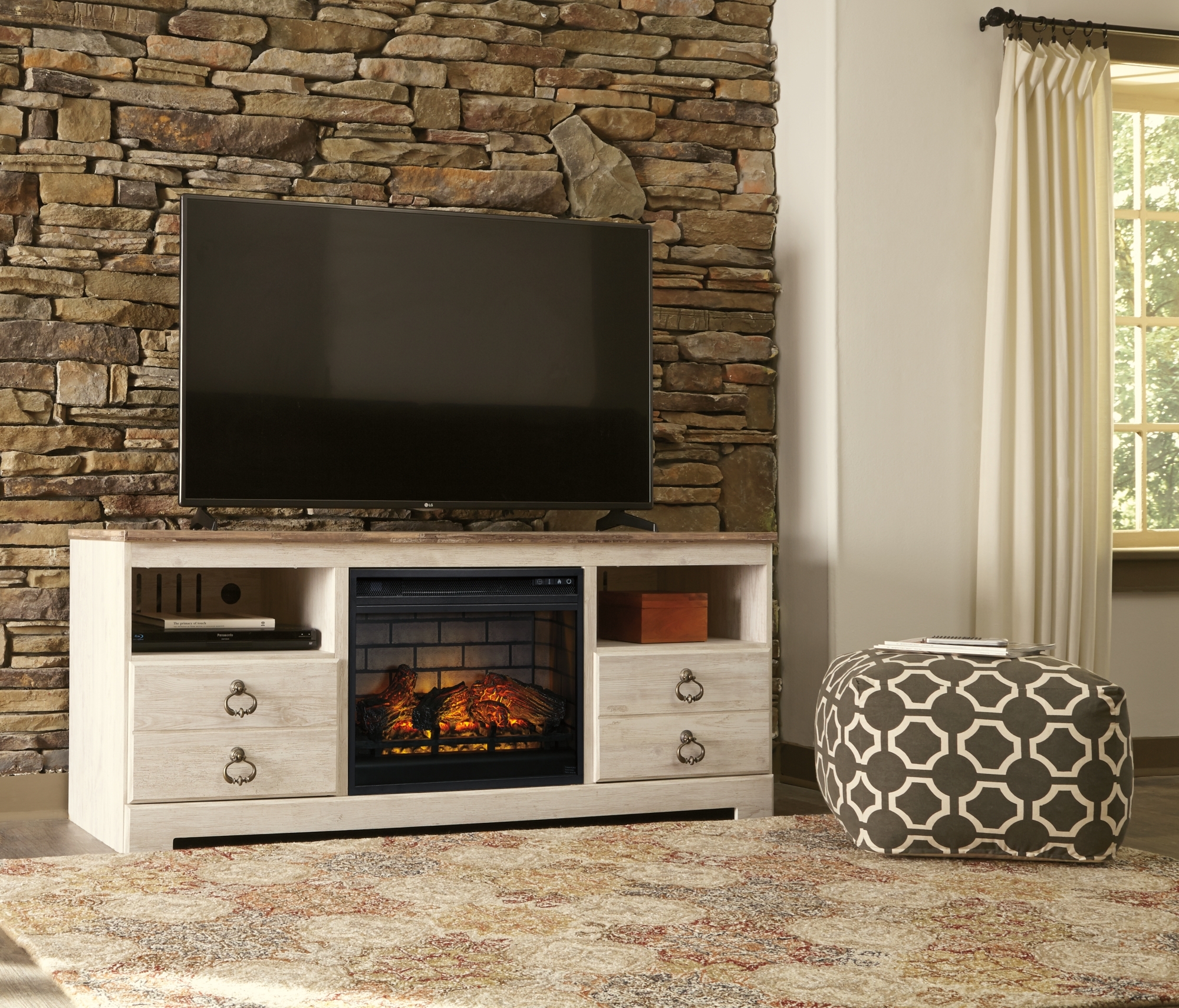 Lg TV Stand W/ Fireplace Option