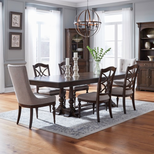 Transitional 7-Piece Trestle Dining Set