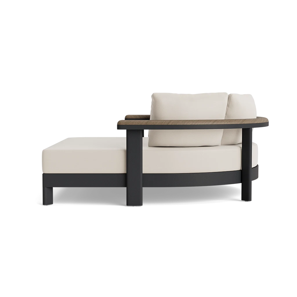 Brown Jordan Luca 67" Modern Pillow Daybed w/Teak Panel Arms