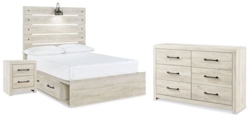 Full Panel Bed With Storage, Dresser And Nightstand