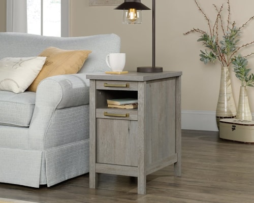 Contemporary Side Table with Slide-Out Shelf