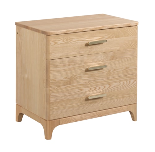 Transitional 3-Drawer Nightstand with Brass Pulls