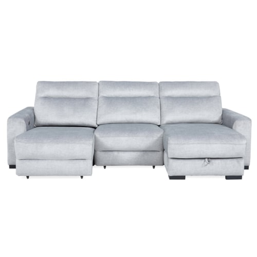 Contemporary Power Sliding Sectional Sofa with Lift-Top Storage