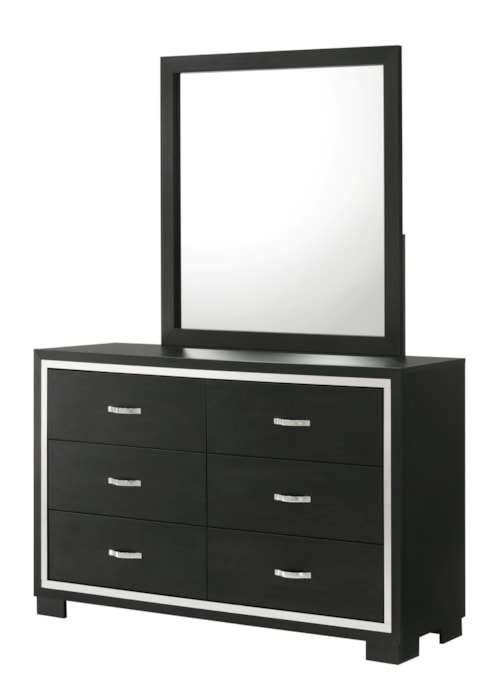 Contemporary 6-Drawer Dresser and Mirror