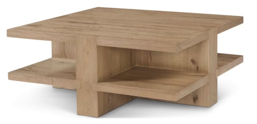 Modern Rustic 40" Square Coffee Table with Shelf Space