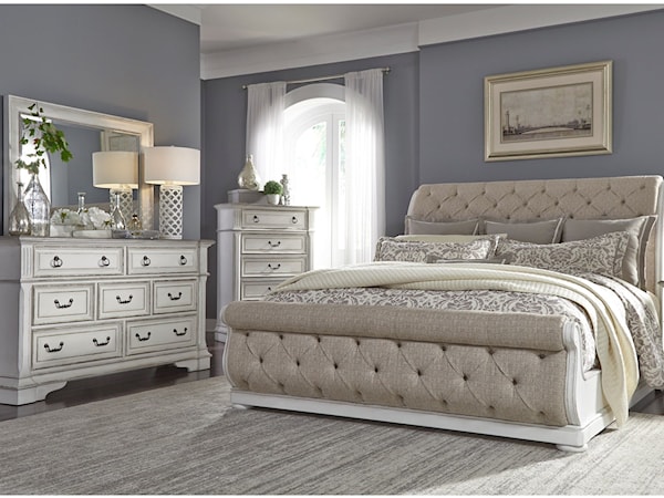 4-Piece Upholstered King Sleigh Bedroom Set