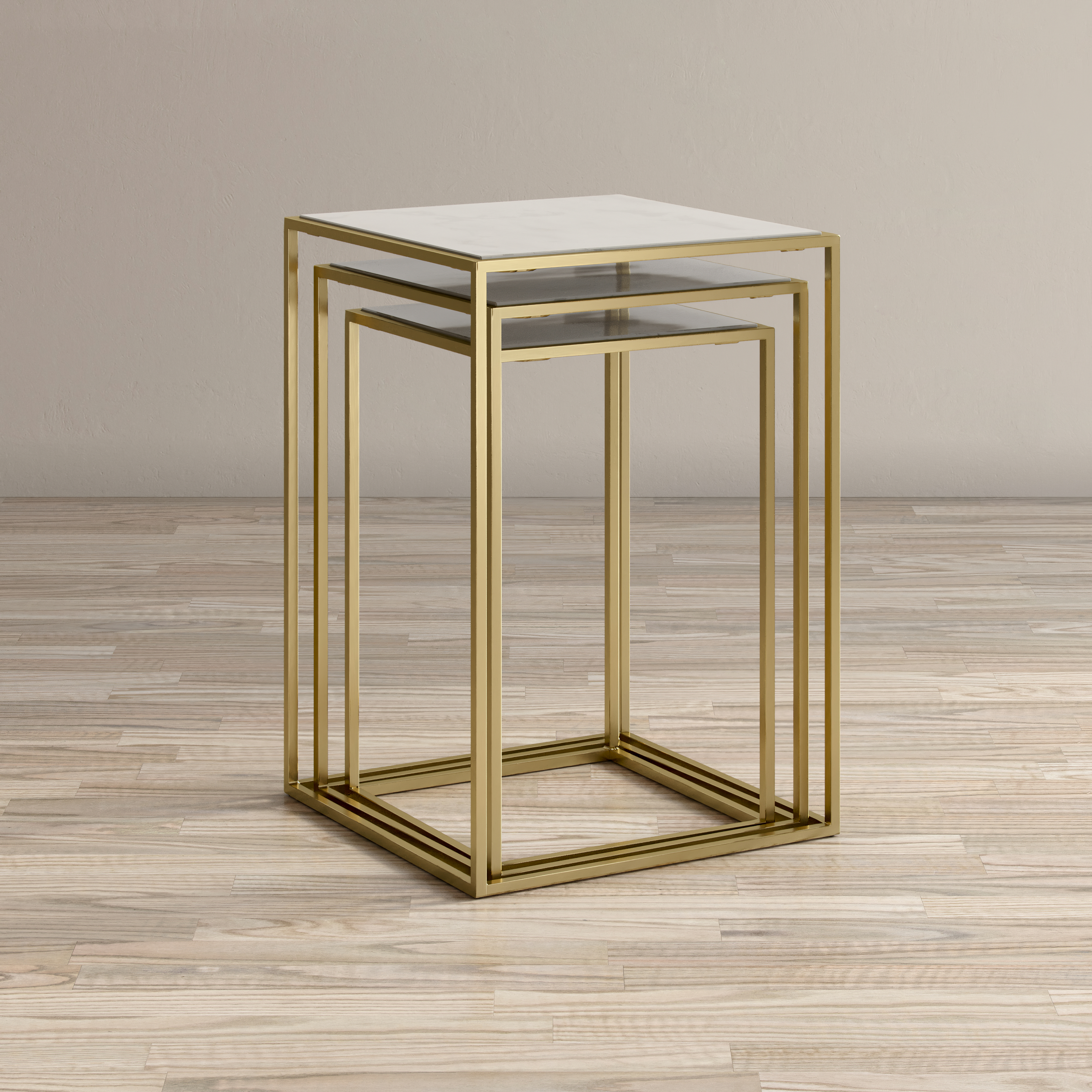 set of 3 gold nesting tables