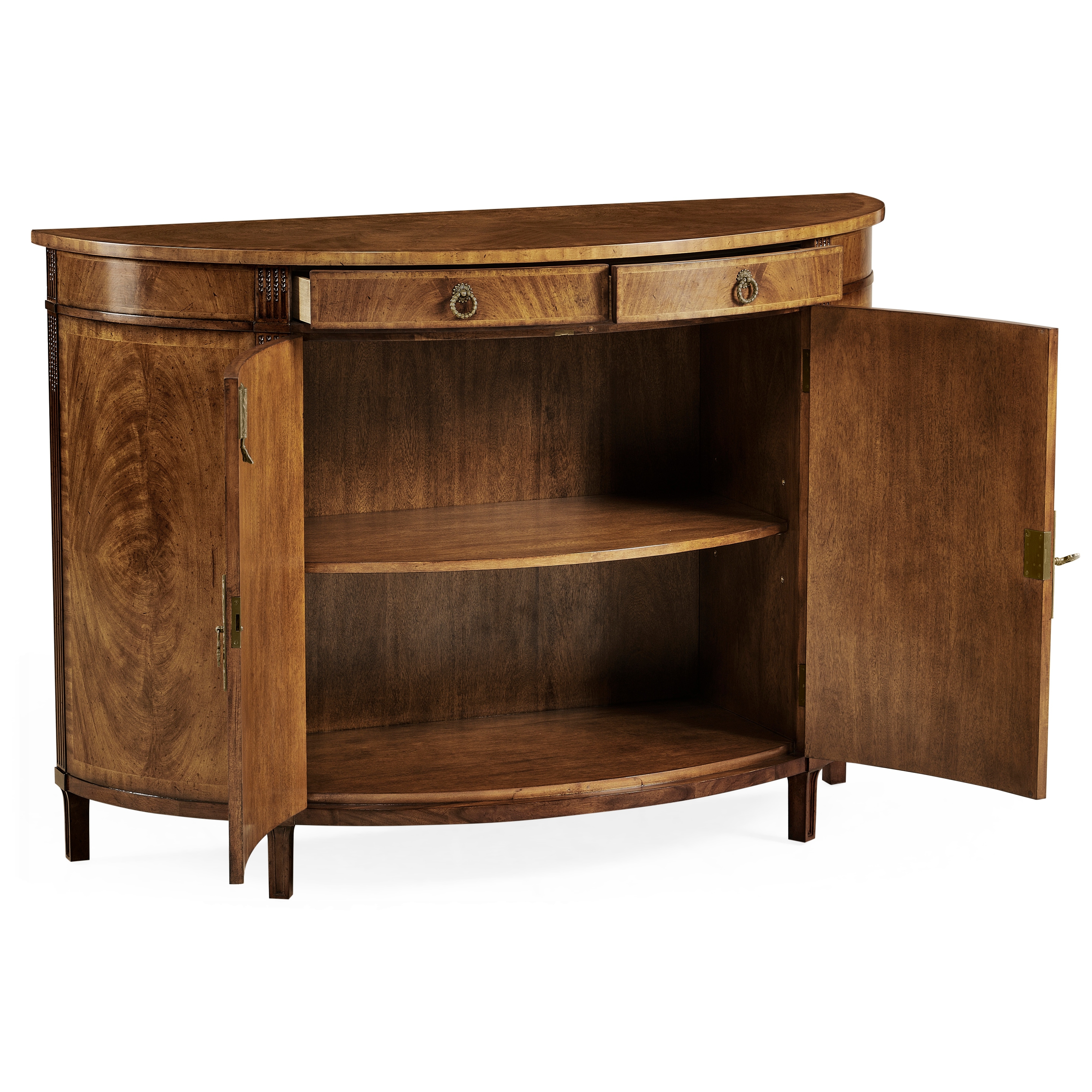 Jonathan Charles JC Traditional Crotch Walnut Demilune Sideboard