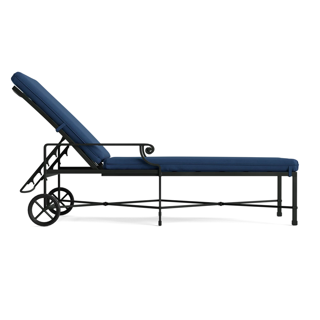 Adj. Scroll-Arm Chaise Lounge w/Wheels
