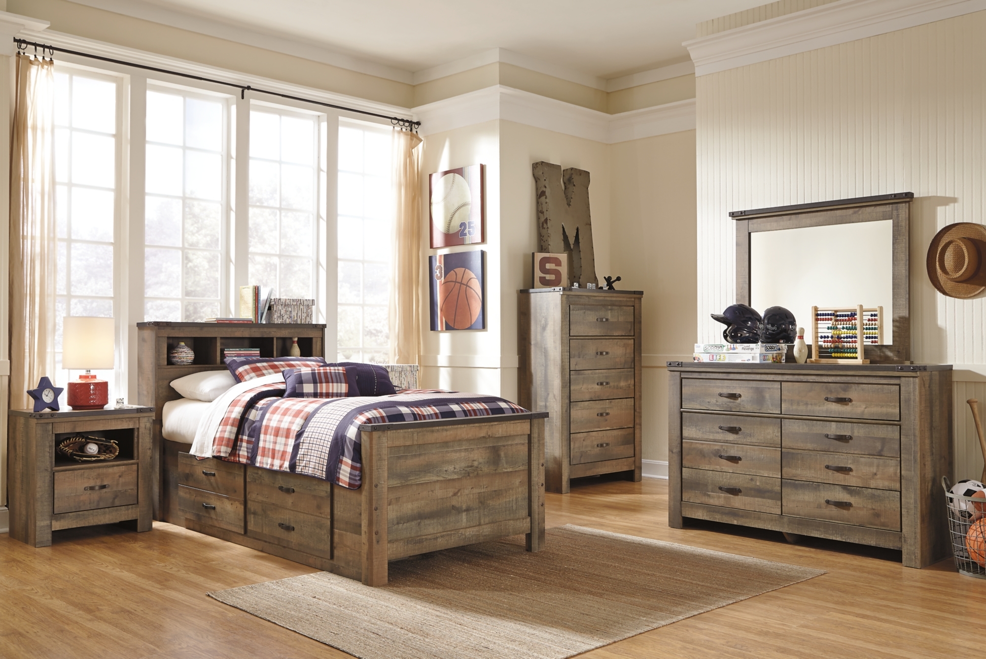 Signature Design by Ashley Vickers Twin Bookcase Bed with Underbed Side Drawers