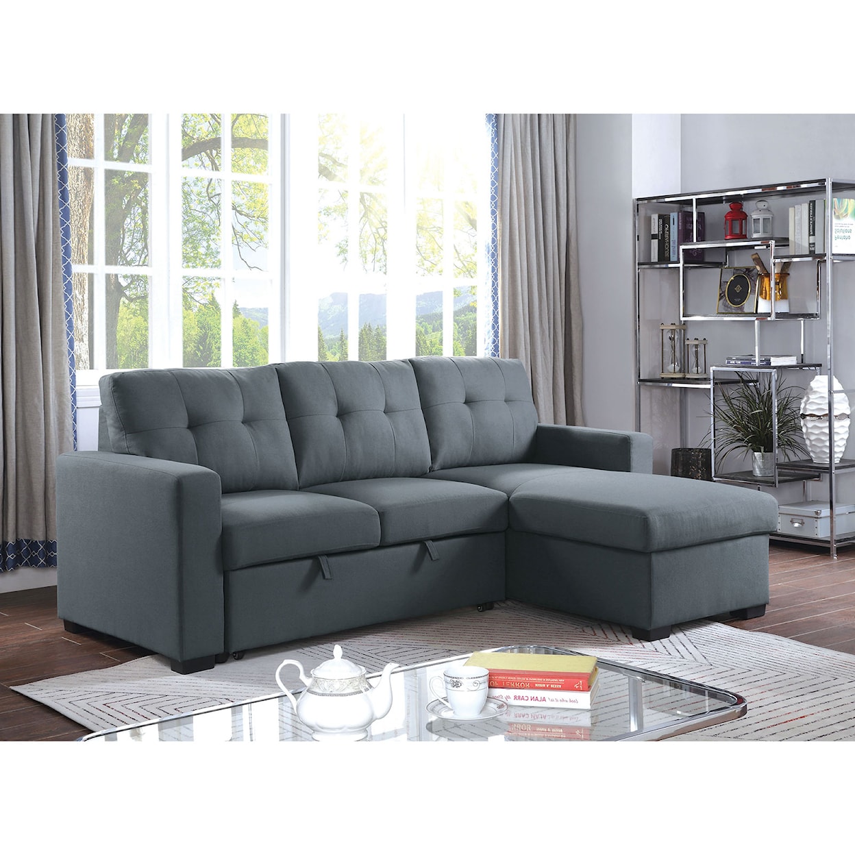 Furniture of America - FOA Jacob Sectional Sofabed Chaise