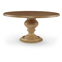 Transitional 60" Round Pedestal Dining Table with Turned Base