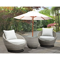 Coastal 3-Piece Outdoor Patio Group with Round Table and Swivel Chairs