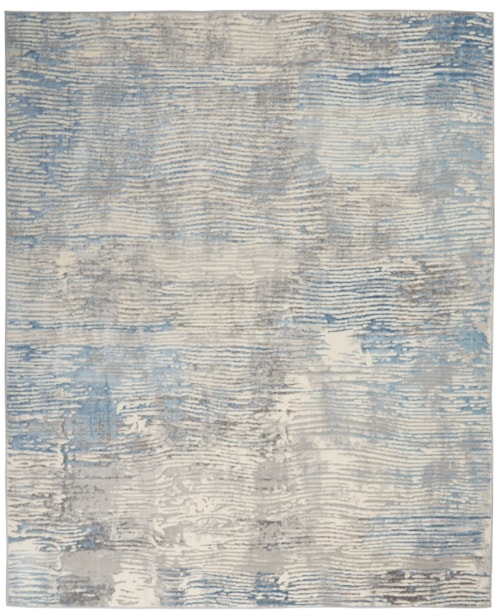 8' x  10' Ivory/Grey/Blue Rectangle Rug