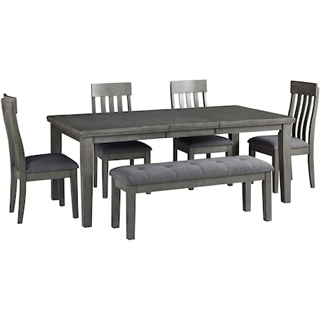 Transitional Table & Chair Set with Bench