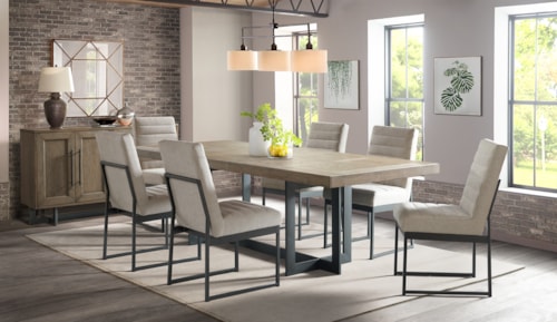 Rustic 7-Piece Table and Chair Set with Self-Storing Leaf