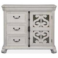 Cottage Style 3-Drawer Media Chest with Glass Door