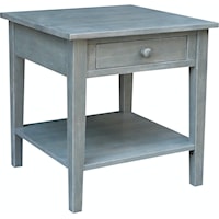 Spencer Farmhouse 1-Drawer End Table - Heather Gray