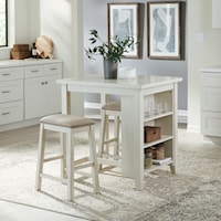 Transitional 3-Piece Counter Height Dinette Set with Stools -  White