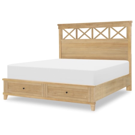 Queen Panel Bed with Storage Footboard