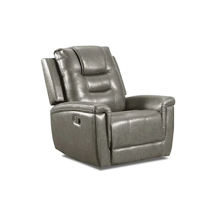 Contemporary Casual Rocker Recliner with Pillow Arms