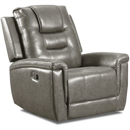 Contemporary Casual Rocker Recliner with Pillow Arms