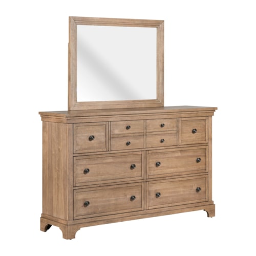 Traditional 7-Drawer Dresser and Landscape Mirror Set