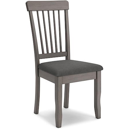 Gray Dining Chair with Spindle Back and Upholstered Seat