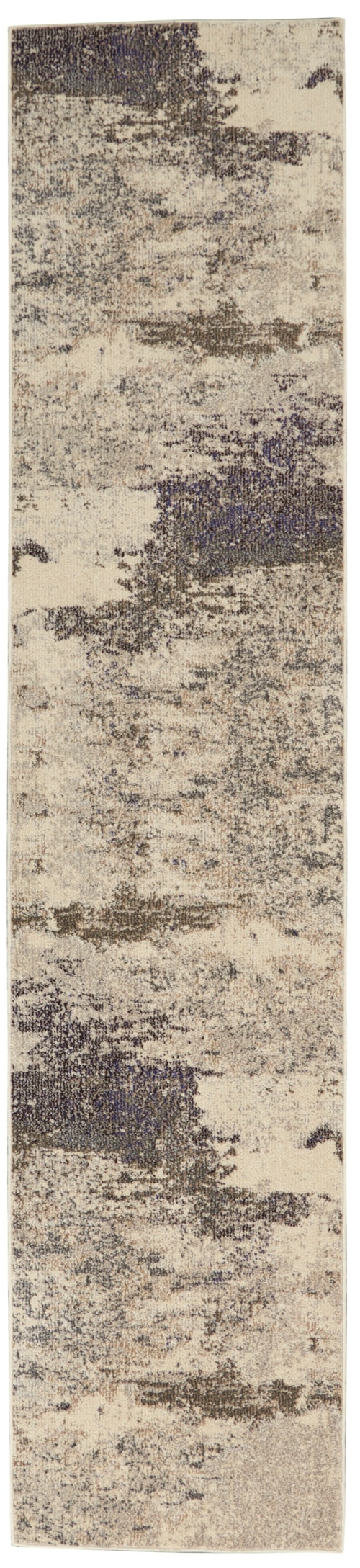 2'2" x 7'6" Ivory/Grey Runner Rug